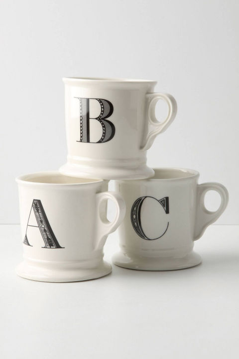Don't get your hot cocoa with marshmallows confused with your S.O.'s peppermint drink ever again.
Pictured here: Monogram mug, $8 for one; anthropologie.com