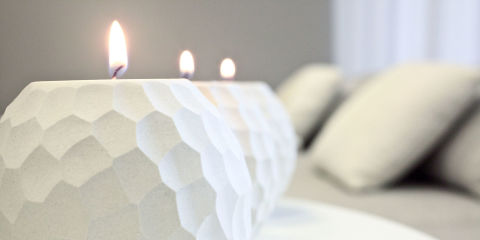Array of candles in living room