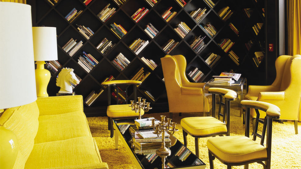 Kelly Wearstler not only designed, but also curated, the Viceroy Santa Monica's cheery yellow library. The collection features more than 2,000 books about art and culture.
