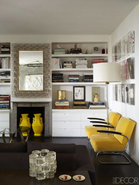 My search for a dream home began back in 2005 and lasted a maddening two years, during which I walked into 93 ho-hum properties shown to me by no fewer than 32 different Realtors. Deflated by the sluggish inefficiency and lack of fabulousness, I agreed to see an apartment on the top floor of a 1950s building, even though it was billed as rent-only. But it boasted incredible light and wraparound terraces, and my husband, finally engaged by a property worth fighting for, sat the owners down and convinced them to sell to us.A pair of 1930s armchairs flanks a 1940s floor lamp in the living room; the sofa is by Minotti, a 1970s mirror hangs above the original stone fireplace, the cabinets are custom made, and the oak floor is stained black. 